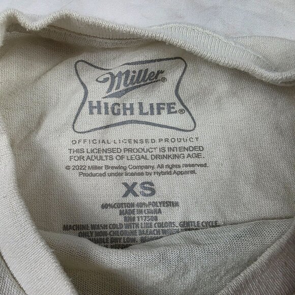 Miller High Life Womens XS White Shirt Casual Going Out Outdoors Short Sleeve - Picture 5 of 9